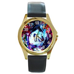 Funny House Round Gold Metal Watch by bestdesignintheworld