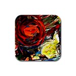 red sun in the mountain Rubber Square Coaster (4 pack)  Front