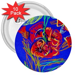 Red Poppies 3  Buttons (10 Pack)  by bestdesignintheworld