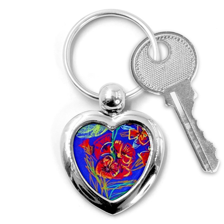 red poppies Key Chains (Heart) 