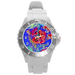 Red Poppies Round Plastic Sport Watch (l) by bestdesignintheworld