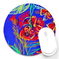 Dscf1376 -red Poppies Round Mousepads by bestdesignintheworld