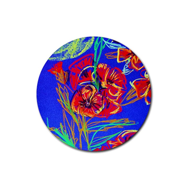 Dscf1376 -red poppies Rubber Round Coaster (4 pack) 