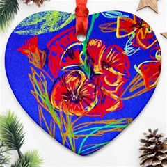 Dscf1376 -red Poppies Heart Ornament (two Sides) by bestdesignintheworld