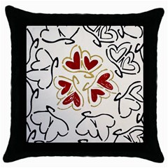 Love Love Hearts Throw Pillow Case (black) by Oniriks