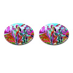 Dscf1472   Copy - Blooming Desert With Red Cactuses Cufflinks (oval) by bestdesignintheworld