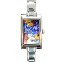 Dscf1385 - Sunflowers In Ceramic Jur Rectangle Italian Charm Watch by bestdesignintheworld