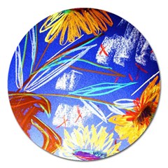 Dscf1385 - Sunflowers In Ceramic Jur Magnet 5  (round) by bestdesignintheworld