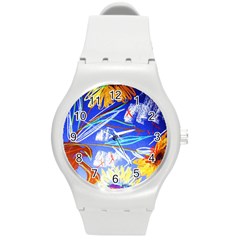 Dscf1385 - Sunflowers In Ceramic Jur Round Plastic Sport Watch (m) by bestdesignintheworld