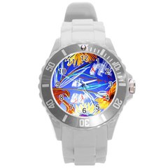 Dscf1385 - Sunflowers In Ceramic Jur Round Plastic Sport Watch (l) by bestdesignintheworld