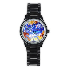 Dscf1385 - Sunflowers In Ceramic Jur Stainless Steel Round Watch by bestdesignintheworld