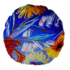 Dscf1385 - Sunflowers In Ceramic Jur Large 18  Premium Flano Round Cushions by bestdesignintheworld