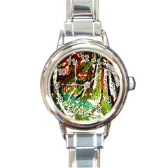 April -    Birds Of Paradise Round Italian Charm Watch