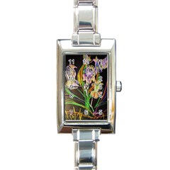 Dscf1378 - Irises On The Black Rectangle Italian Charm Watch by bestdesignintheworld