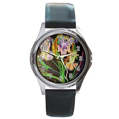 Dscf1378 - Irises On The Black Round Metal Watch by bestdesignintheworld