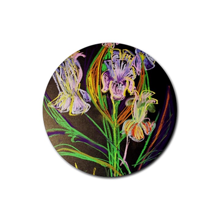 Dscf1378 - irises on the black Rubber Round Coaster (4 pack) 