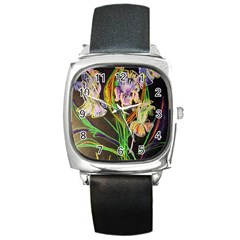 Dscf1378 - Irises On The Black Square Metal Watch by bestdesignintheworld