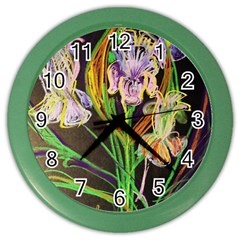 Dscf1378 - Irises On The Black Color Wall Clocks by bestdesignintheworld