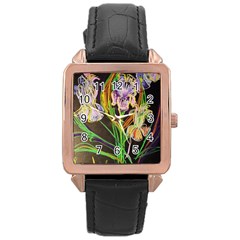 Dscf1378 - Irises On The Black Rose Gold Leather Watch  by bestdesignintheworld