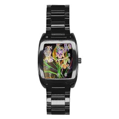 Dscf1378 - Irises On The Black Stainless Steel Barrel Watch by bestdesignintheworld