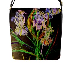 Dscf1378 - Irises On The Black Flap Messenger Bag (l)  by bestdesignintheworld