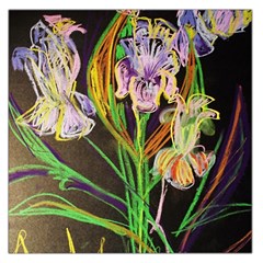 Dscf1378 - Irises On The Black Large Satin Scarf (square) by bestdesignintheworld