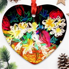 Dscf1390 - Basket Flowers Heart Ornament (two Sides) by bestdesignintheworld