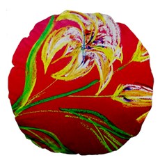 Dscf1393 - Tender Bright Lillies Large 18  Premium Round Cushions by bestdesignintheworld