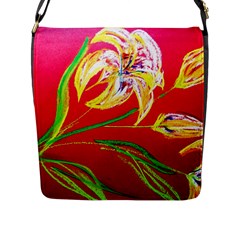 Dscf1393 - Tender Bright Lillies Flap Messenger Bag (l)  by bestdesignintheworld