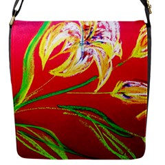 Dscf1393 - Tender Bright Lillies Flap Messenger Bag (s) by bestdesignintheworld