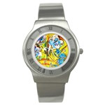 Dscf1422 - country flowers in the yard Stainless Steel Watch Front