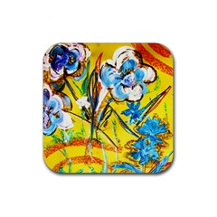 Dscf1422 - Country Flowers In The Yard Rubber Coaster (square)  by bestdesignintheworld