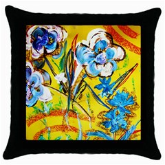 Dscf1422 - Country Flowers In The Yard Throw Pillow Case (black) by bestdesignintheworld