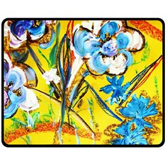 Dscf1422 - Country Flowers In The Yard Fleece Blanket (medium)  by bestdesignintheworld