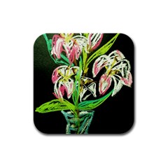 Dscf1389 - Lillies In The Vase Rubber Square Coaster (4 Pack)  by bestdesignintheworld