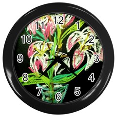 Dscf1389 - Lillies In The Vase Wall Clocks (black) by bestdesignintheworld