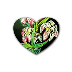 Dscf1389 - Lillies In The Vase Rubber Coaster (heart)  by bestdesignintheworld