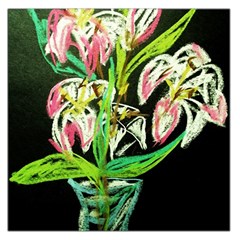 Dscf1389 - Lillies In The Vase Large Satin Scarf (square) by bestdesignintheworld