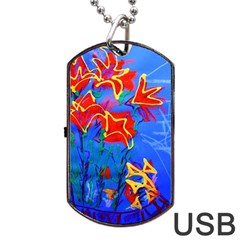 Dscf1433 - red lillies Dog Tag USB Flash (One Side)