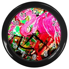 Dscf2035 - Flamingo On A Chad Lake Wall Clocks (black) by bestdesignintheworld