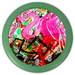 Dscf2035 - Flamingo On A Chad Lake Color Wall Clocks by bestdesignintheworld