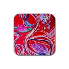 Dscf1395 -pink flamingo dance Rubber Coaster (Square) 