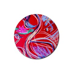 Dscf1395 -pink Flamingo Dance Rubber Round Coaster (4 Pack)  by bestdesignintheworld