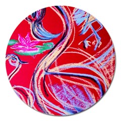 Dscf1395 -pink flamingo dance Magnet 5  (Round)