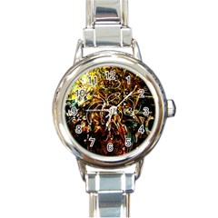 Dscf3438 - Golden Flowers In Ceramics Round Italian Charm Watch by bestdesignintheworld