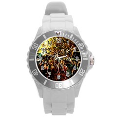 Dscf3438 - Golden Flowers In Ceramics Round Plastic Sport Watch (l) by bestdesignintheworld