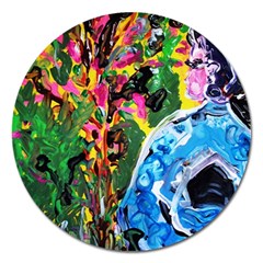 Dscf1611 - Lady In Kimono And Tulip Tree Magnet 5  (round) by bestdesignintheworld