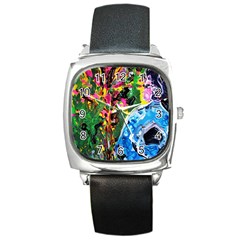 Dscf1611 - Lady In Kimono And Tulip Tree Square Metal Watch by bestdesignintheworld