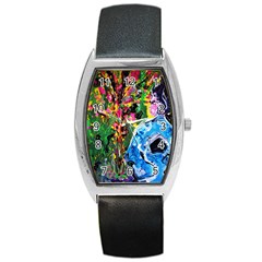 Dscf1611 - Lady In Kimono And Tulip Tree Barrel Style Metal Watch by bestdesignintheworld