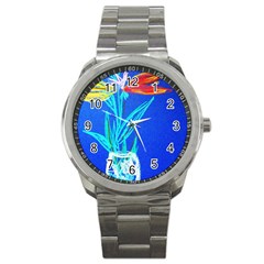 Dscf1451 - Birds If Paradise In A Cristal Vase Sport Metal Watch by bestdesignintheworld